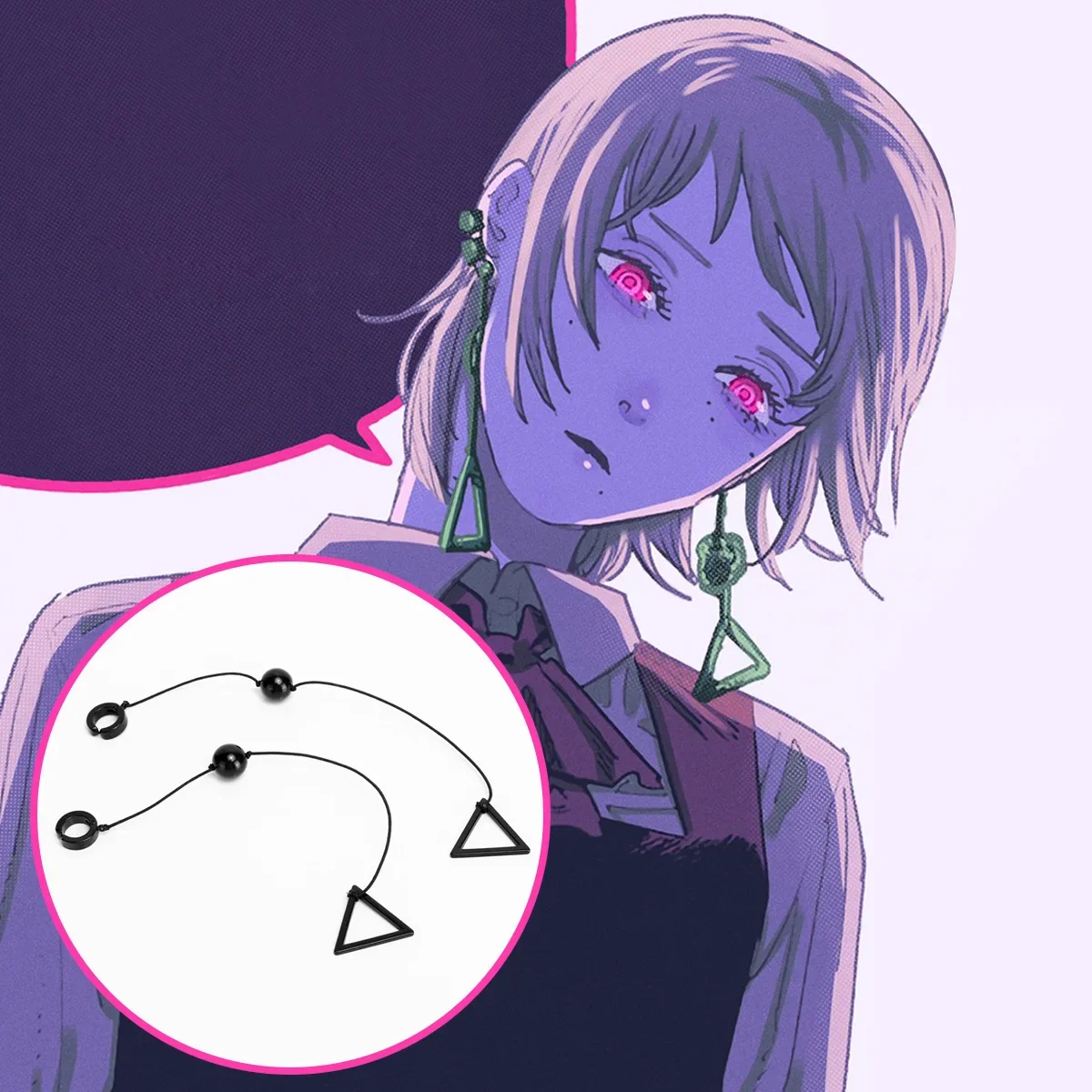 Chainsaw Man Cosplay Costume Accessories Death Devil Earrings For Man Woman Black Triangle Drop Earrings Comic con Dress Up Prop