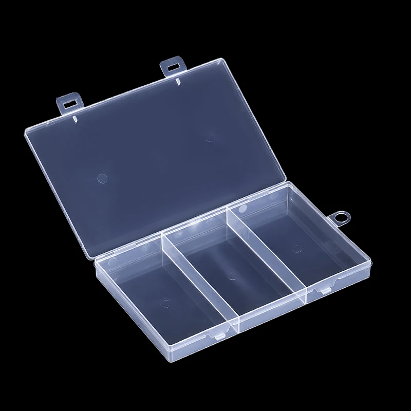 Transparent With Cover Rectangle Vertical 3 Grid Eyelash Extension Tool Storage Box Glue Tweezer Holder Makeup Organizer