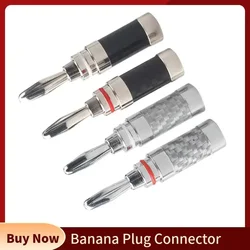 Conector de enchufe Banana para electrónica de consumo, Conector de Banana, Conector de Audio, Terminal de altavoz de prensa de tornillo de fibra de carbono chapada en rodio