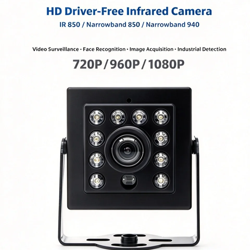 850nm Recognition USB Camera Module, HD Infrared Night Vision, UVC Driver Free PC Surveillance Webcam Biometric Identification