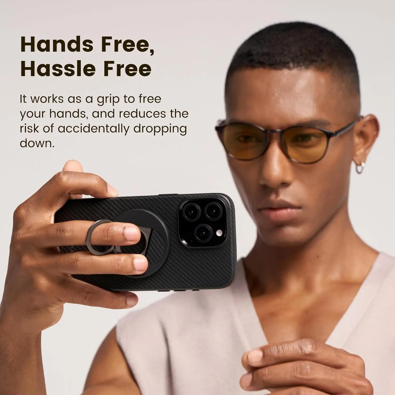 PITAKA Ring Holder MagSafe Phone Grip 360 Degree Rotation Magnetic for IPhone 17 16 and Android Portable Multi-functional Stand