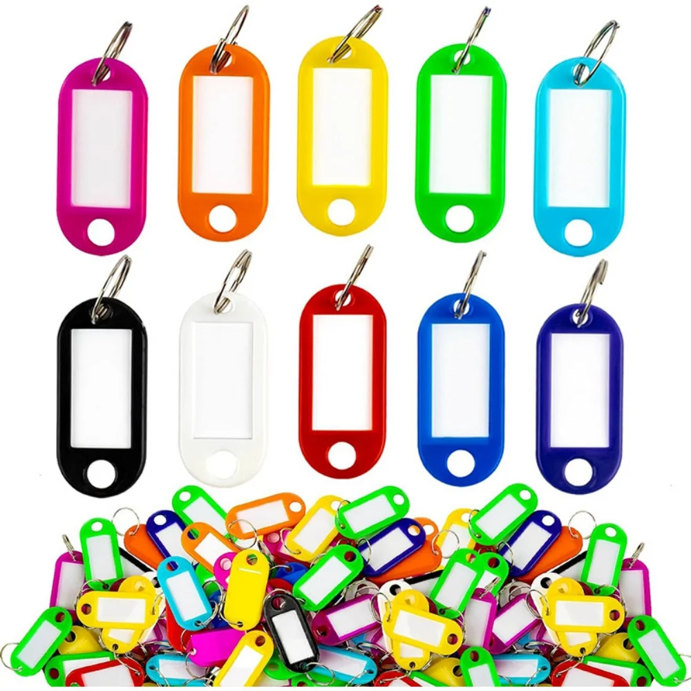 10-100 PCS Multicolor Plastic Keychain ID Label Tags Luggage ID Tags Hotel Number Classification Card Key Rings Keychain