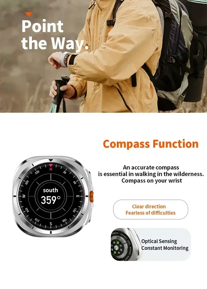 NEW Watch 7 Ultra 47mm Smart Watch IP68 Waterproof Bluetooth Call Compass 1.43" AMOLED Screen SpO2 GPS Smartwatch for Men Women