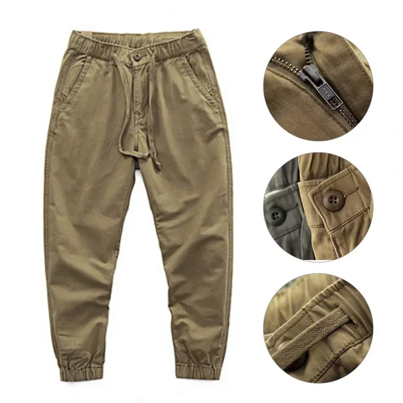 Men's Fitness  Pants  Casual Trousers for Men  Multi Pockets Stretchy Cuffs Thin Drawstring Elastic Waist  Pants