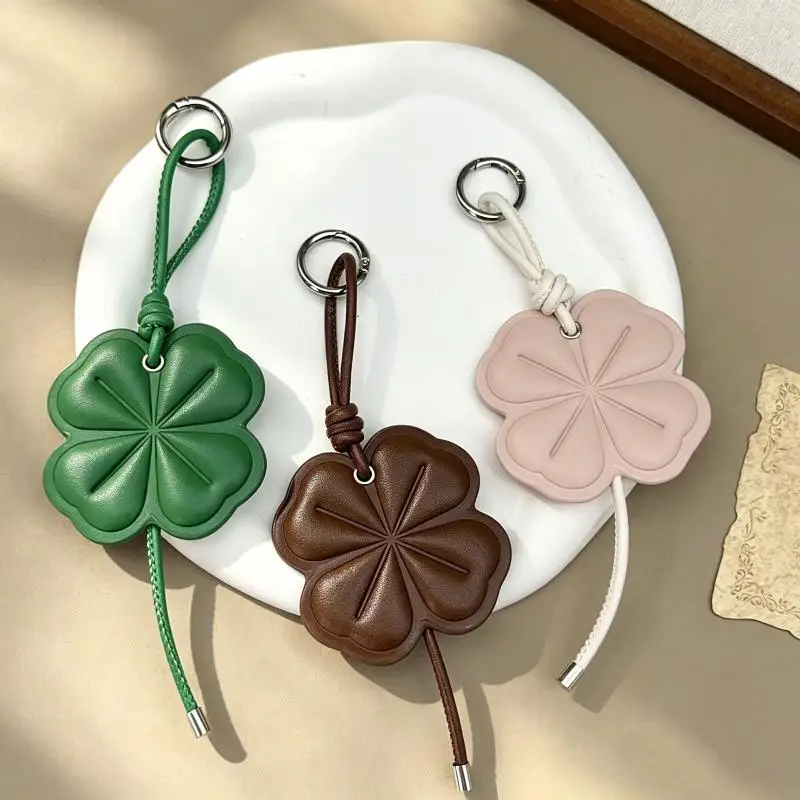 PU Leather Leaf Grass 3D Lucky Grass Bag Pendant Simple Versatile Keychain Bag Pendant Accessories Cute Keychain
