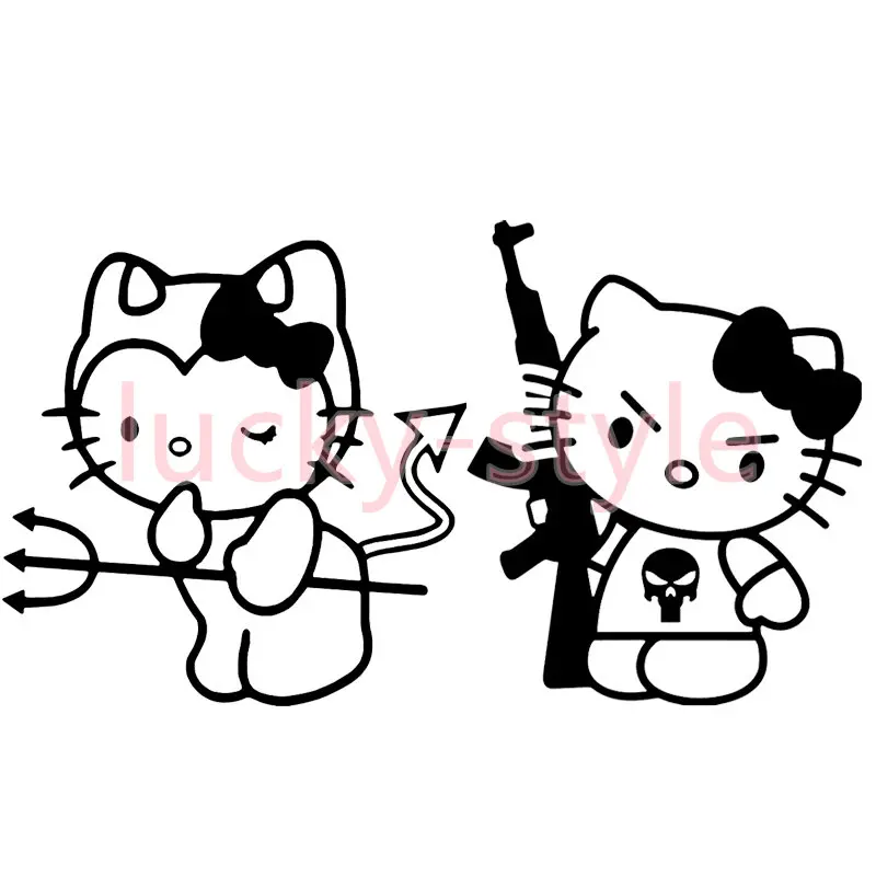 

Funny Kitty Cat with Gun Car Sticker Funny Cartoon Door Window Decoration Motorcycle Skateboard Vinyl Decal Car Accessories