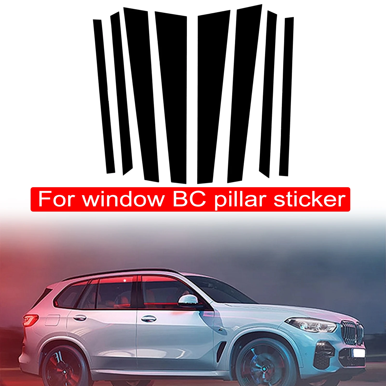 8PCS Gloss Black Polished Pillar Posts Fit For BMW X5 E70 2007-2013 Window Trim Cover BC Column Sticker Car Accessories