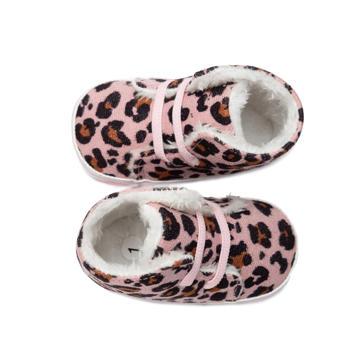 Leopard Print Baby High Tops Sports Shoes Autumn Winter T-strap Casual Sneakers Soft Anti-slip Sole Color Blocked First Walkers
