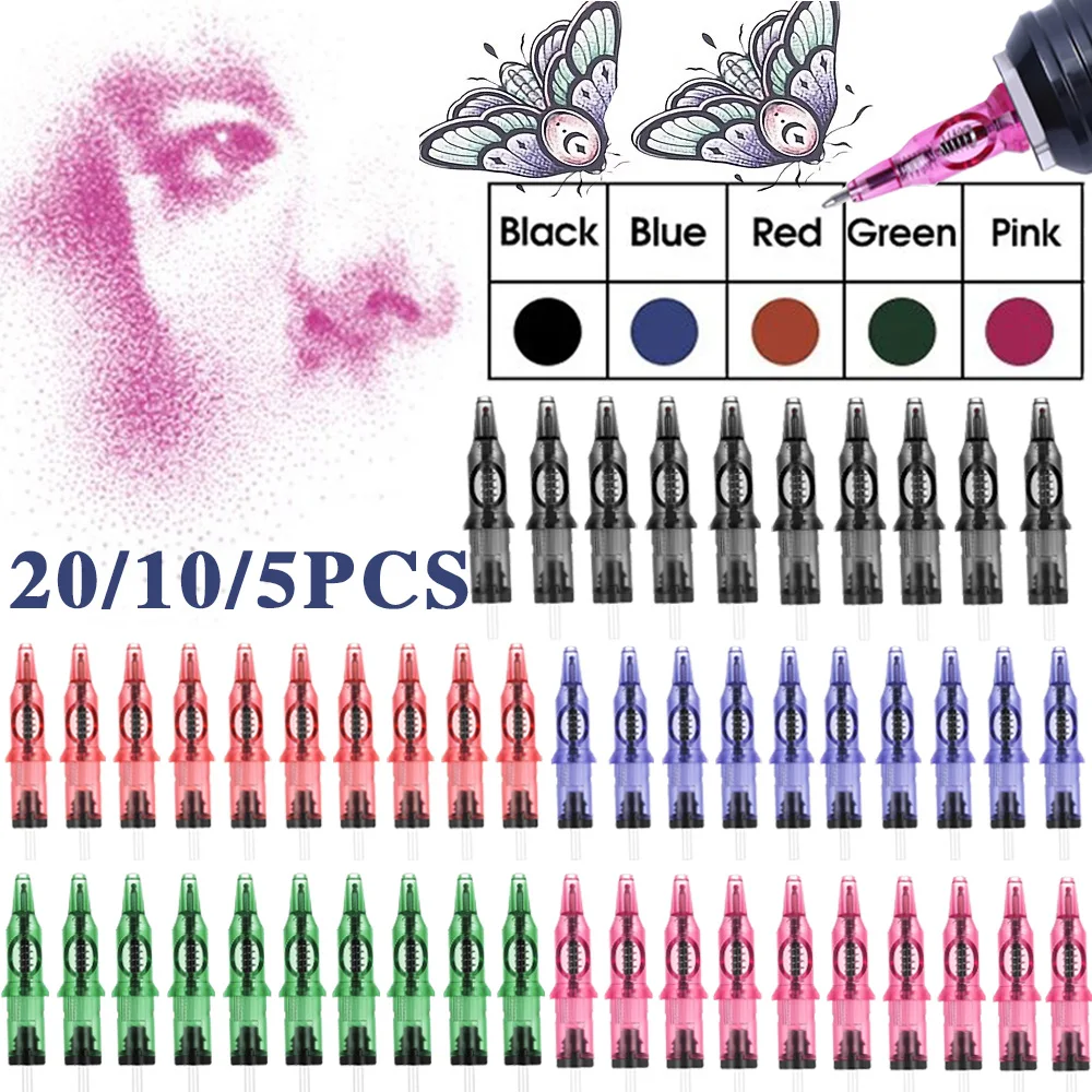 

Ballpoint Tattoo Cartridge Needle 5Colors Tattoo Practice Needles Dotwork Ink Refill Needle Tattoo Design Drawing Needle Supply