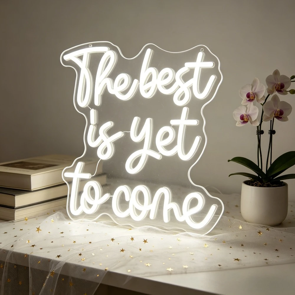 The Best Is Yet To Come Neon Sign LED Light Wall Art for Bedroom Living Room Office Desk Decor Aesthetic Mood Lighting Gift