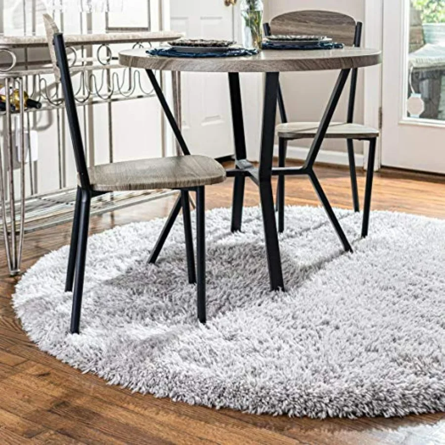 

Infinity Collection Solid Shag Area Rug 8 Ft Round Ash Shag Rug Perfect for Kitchens Dining Rooms Living Rooms Bedrooms Hallway