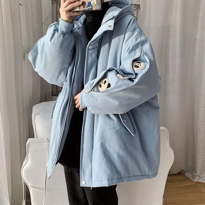 

Panda cotton coat: male ins port wind brand cotton coat, loose and thickened cotton coat, fashionable warm cotton coat