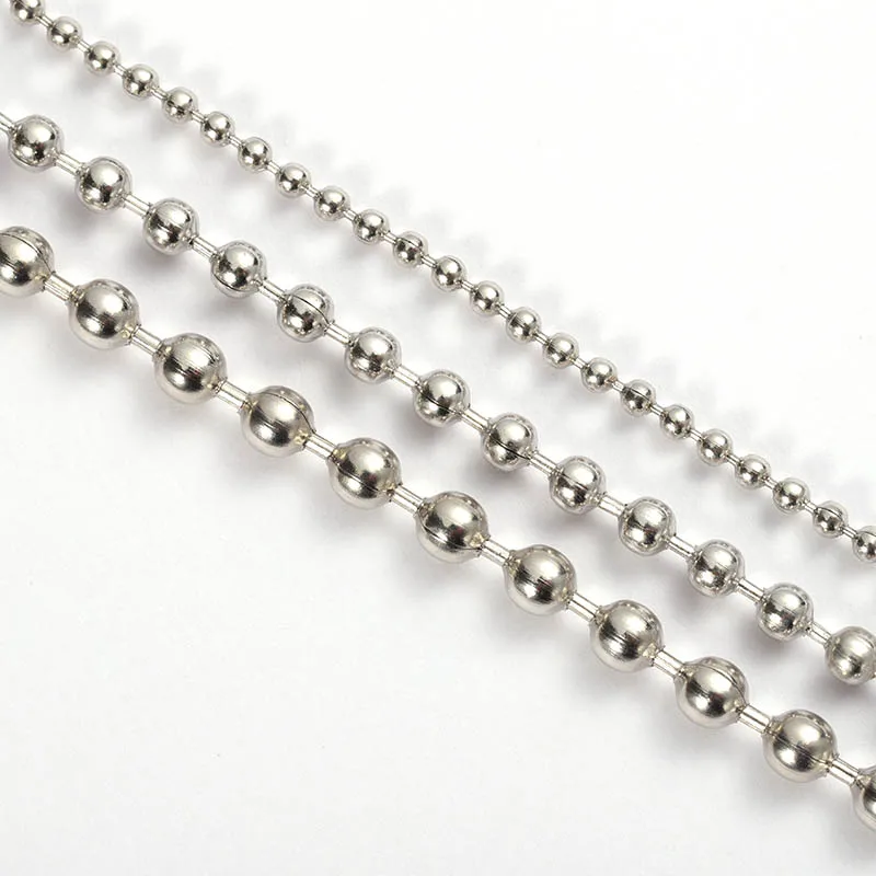 1.2-3mm Stainless Steel Beaded Ball Chains for Bracelet Necklace Supplies Steel Bead Chain DIY Jewelry Making Material Wholesale