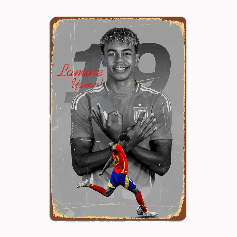 Lamine Yamal Soccer Poster Football Player Metal Sign Club Indoor Room Decor Custom Tin Home Wall Decor