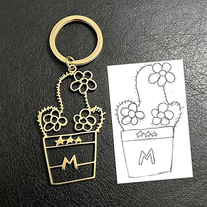 Custom Draw Keychain Custom Photo Pattern Logo Keychains Personalized Stainless Steel Photo Keychain Memorial Gifts Customized