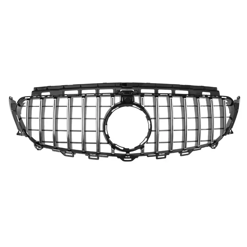 

For Mercedes Benz E Class W213 E200 E300 E400 E43 W/Camera Hole 2016 - 2019 Front Bumper Grille Chrome+Black High Quality ABS