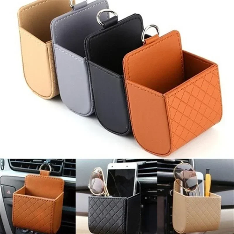 Car Air Vent Storage Bag Organizer Pocket Sunglass Holder Car Mount Phone Holder Coin Key Card Case Organizer with Hook