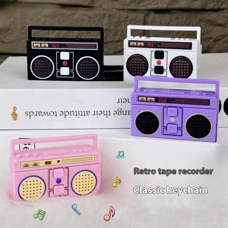 

Mini Voice Message Recorder for Couples Retro Tape Recorder Keychain Recording Keepsake Anniversary Gift for Him/Her