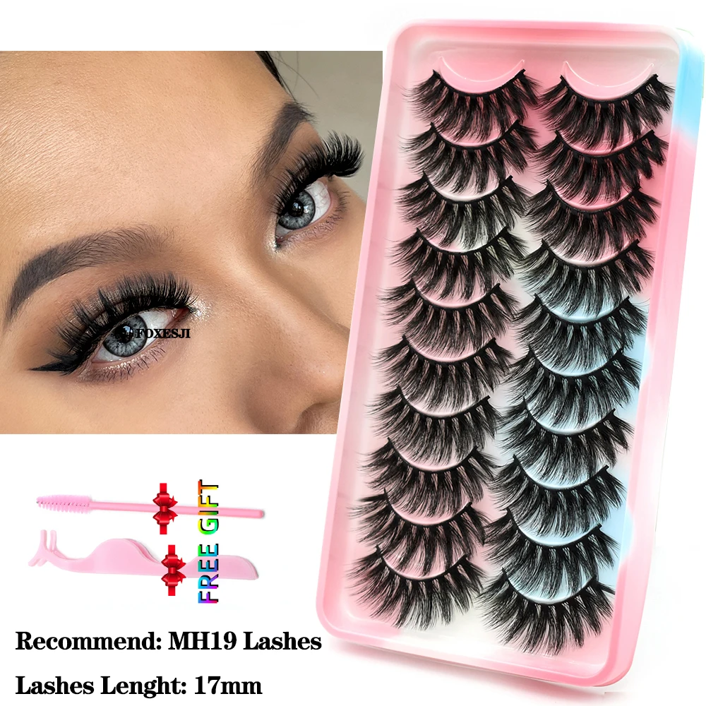 FOXESJI Makeup False Fake Eyelashes Wispy Soft Full 3D Faux Mink Lashes Fluffy Reusable Lash Extension Faux Cils Natural Lashes