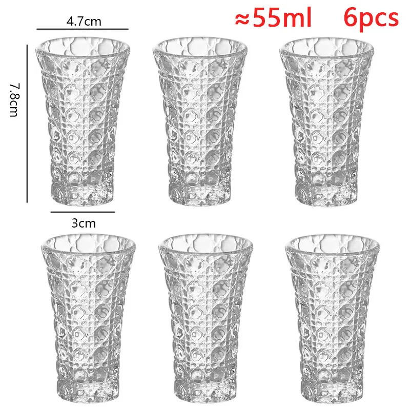 YWDL 6pcs Set Wine Glass Cup Vodka Whiskey Shot Glass Party Spirits Cup Espresso Coffee Mug Clear Cup For Sake Soju Brandy