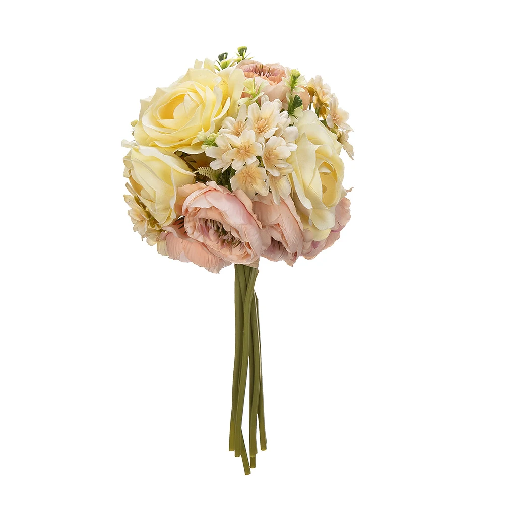 

Artificial Flower Decor Bridal Bouquet Bouquet Yellow Rose Prop Simulation Never Wither Easy Grasp Scene Decoration