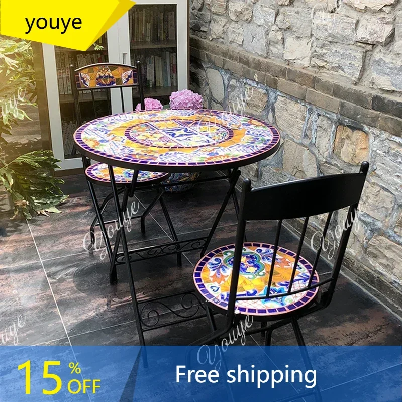 

To European Iron Art Patio Furniture Outdoor Set Home Foldable Garden Furniture Sets Light Luxury Portable Outdoor Table And Cha