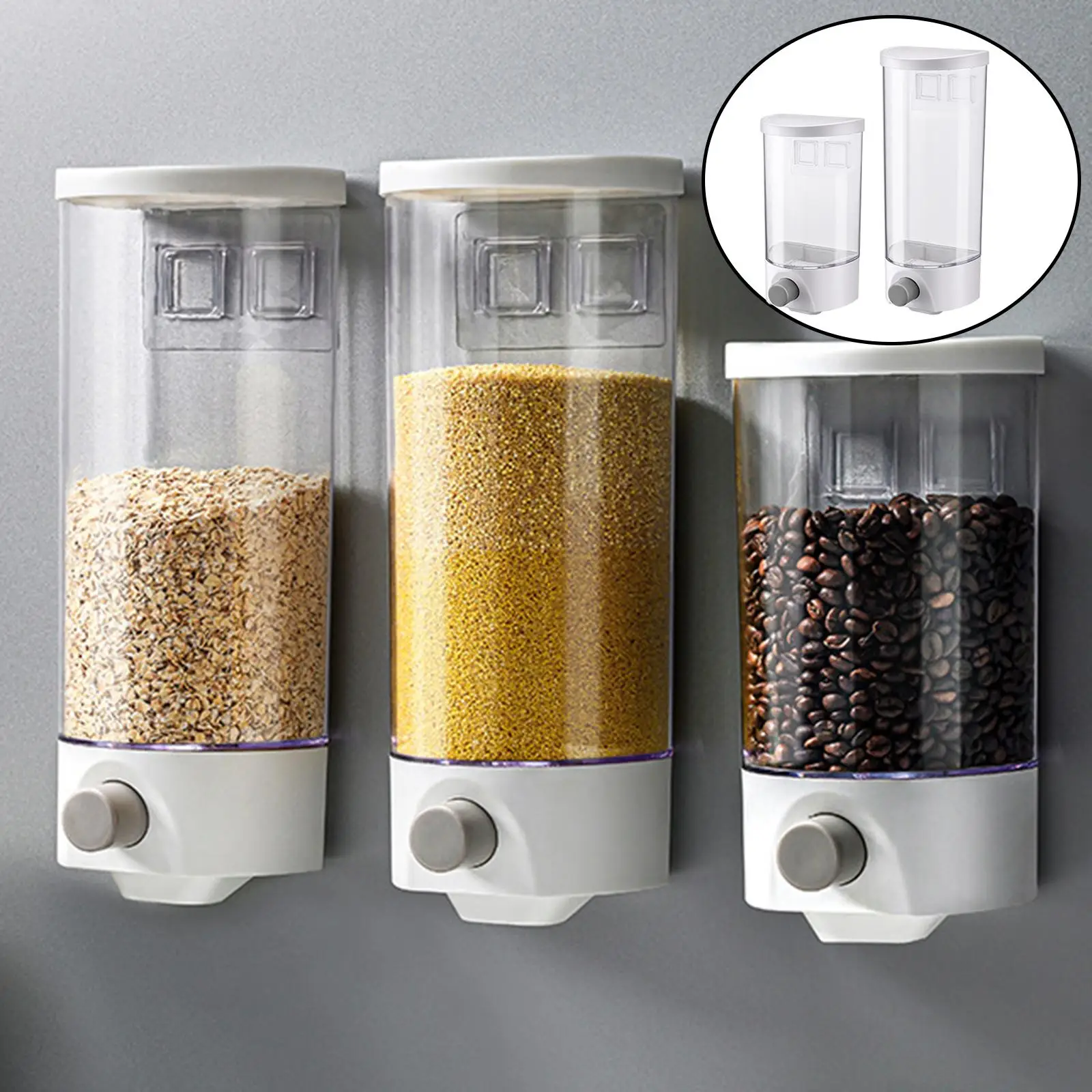 Grain Rice Storage Bucket Wall Mounted Clear Nuts Dry Food Dispenser Jar Box