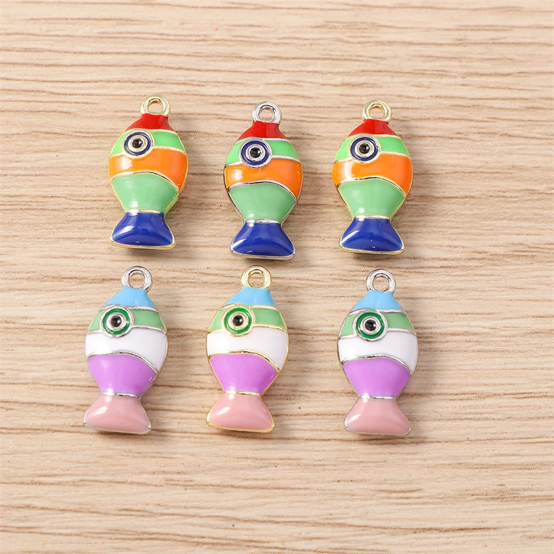 5 Stück niedliche, gemischte Emaille-Anhänger mit Motiven von Meereslebewesen wie Fischen, Hummern und Korallen zum Basteln von Ohrringen, Anhängern, Halsketten, DIY-Bastelarbeiten und Schmuckaccessoires. – Detail 9