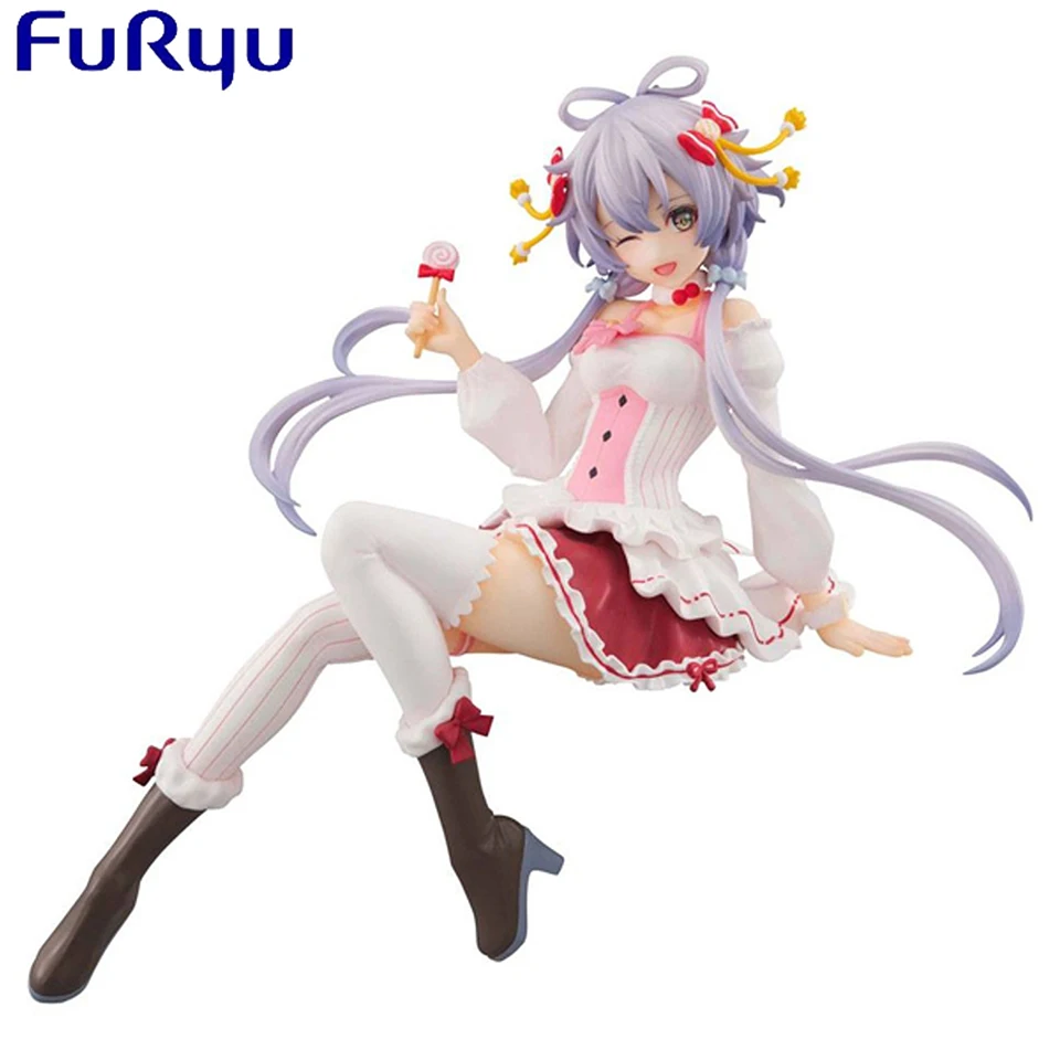 Original Genuine FuRyu 16cm Luo Tianyi Visinger With lollipop Noodle Stopper  PVC Model Toys Doll For Girl Birthday Present