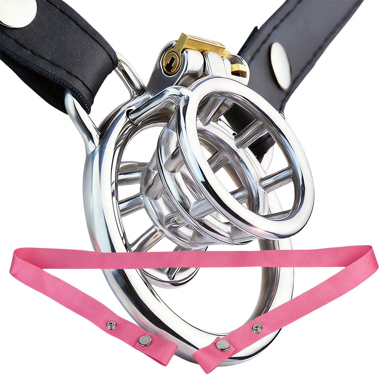 FRRK Flared Negative Metal Chastity Cage Device Sissi Pink Black Belt Lock Cock BDSM Flirting Sex Toy For Man Gay Adult Supplies