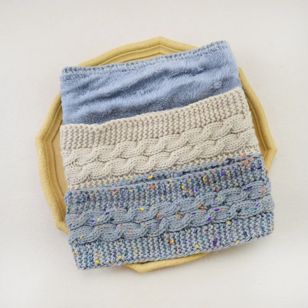 1-teiliges wintergestricktes, klobiges Stirnband, gehäkelt, Turban, gestrickter Ohrenwärmer mit Plüschfutter, Ohrenschützer, Strumpffüller für kaltes Wetter – Detail 6
