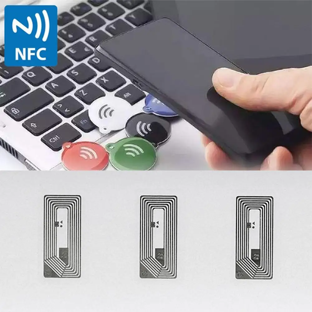 100 PCS NFC Tags Sticker with NTAG213 Chip Blank NFC Stickers Adhesive Labels RFID Tags Rewritable 144 Bytes Memory