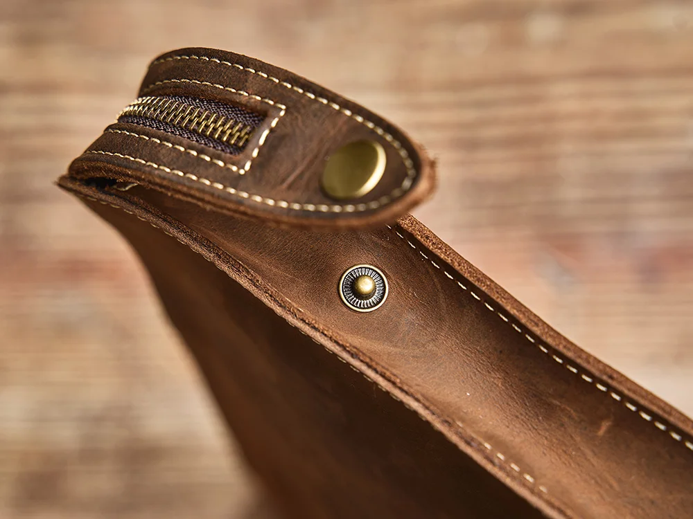 Nupugoo schlanke Umhängetasche Herren Echt leder Retro Umhängetasche täglich Pendler Rindsleder Umhängetasche Clutch Tasche Büro tasche – Detail 11