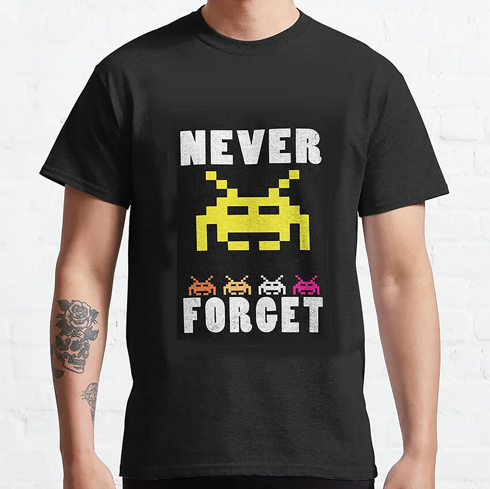 

Retro Video game Space Invaders Pixel art Arcade nostalgia Gift T Shirt 0330 Old school games Graphic Clothes US Size Tee S-6XL