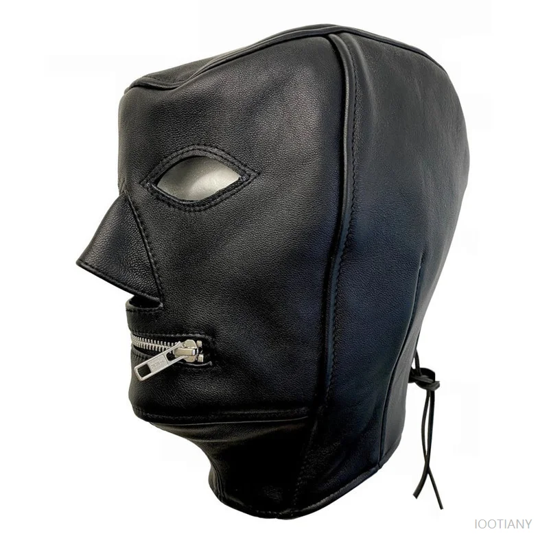 

Full-cover Three-dimensional Head Cover Pu Adjustable Lace Exposed Mouth Mask Leather Full-cover Role-playing Adult Game Props