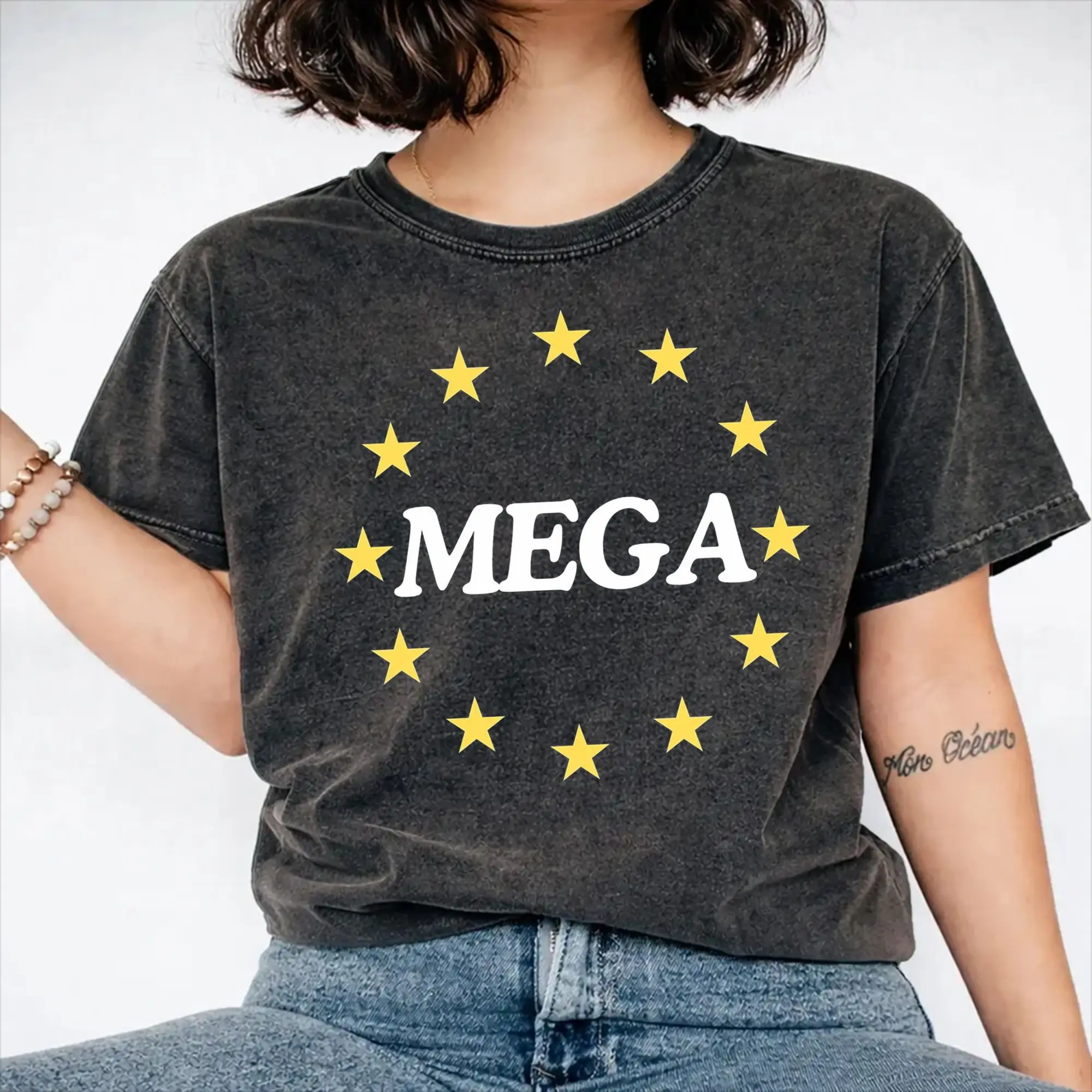 Make Europe Great Again mega Washed T Shirt Streetwear Hip Hop Novelty T-Shirts  Tee Shirt Men Women Short Sleeve Harajuku