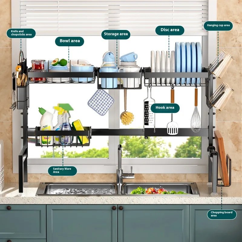 Kitchen Household Sink Rack Can Drain and Retractable Dish Storage Place To Place Kitchen Utensils and Accessories on The Sink