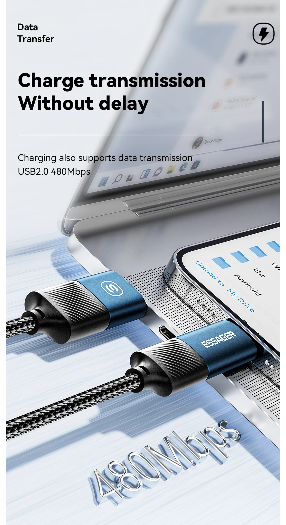 Essager 4 in 1 65W USB C To Type C Lightning Fast Charging Cable For IPhone 15 14 13 Pro Max Xiaomi Huawei Multi Charger Cable