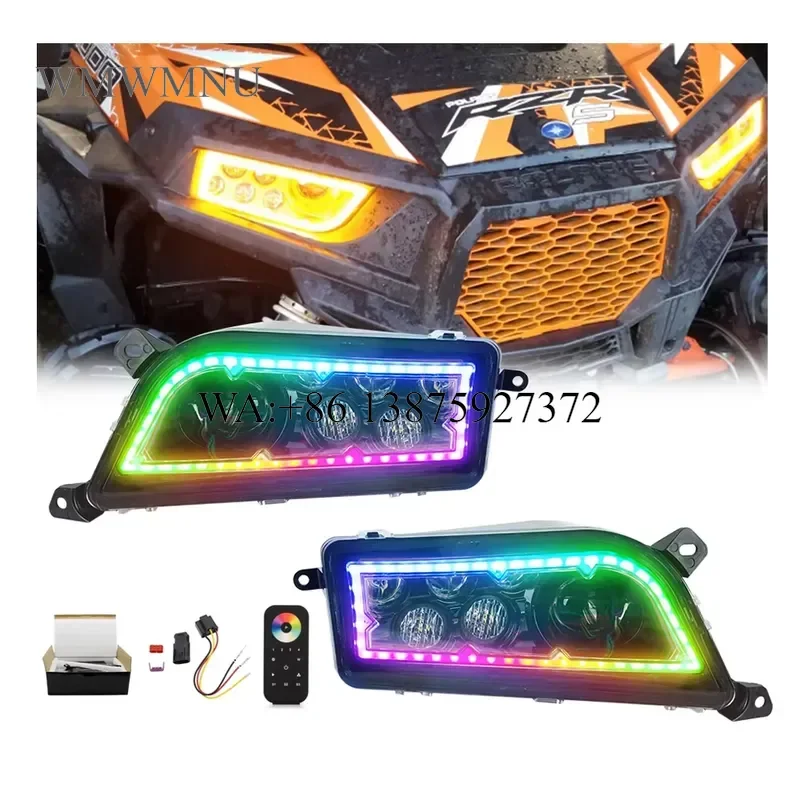 Wmwmnu RGB Halo LED Headlight Multi Color Housing Lamp for RZR1000 ATV