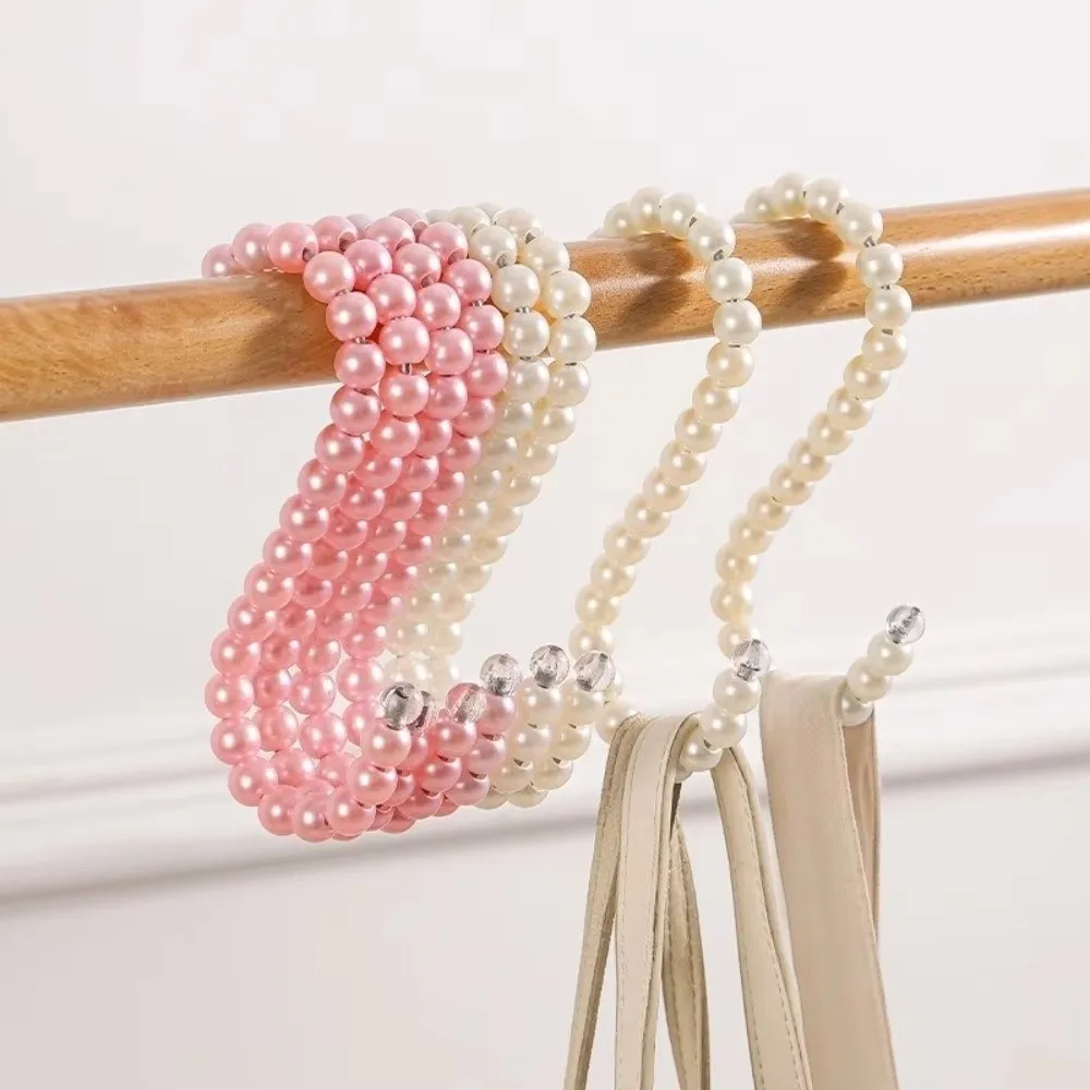 3PCS Non-Slip S Shaped Hook Rustproof Space Saving Artificial Pearl Hook Pearl Hanging Clothes Hangers