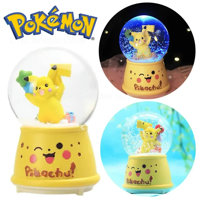 

Pokemon Pikachu Crystal Ball Music Box Cute Animation Resin Ornament Colorful Lighting Children's Christmas Birthday Gift Toys