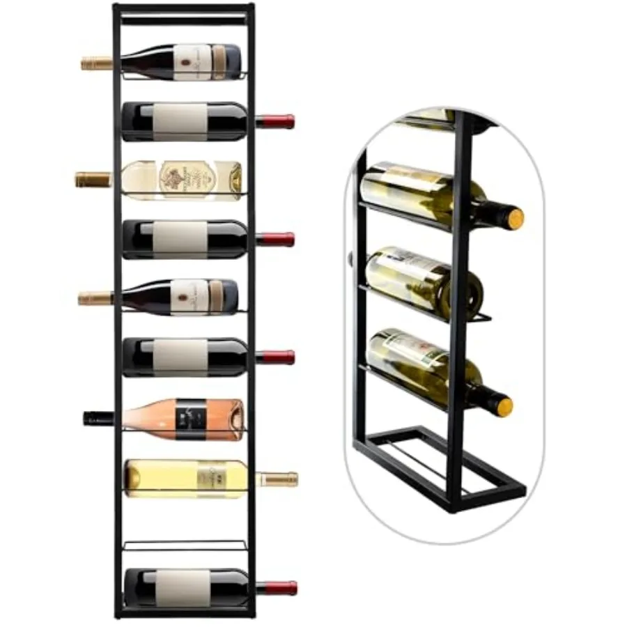 

Настенная винная полка - черный металлический держатель для бутылок, органайзер для хранения вина, демонстрационная полка для домашнего бара или столовой