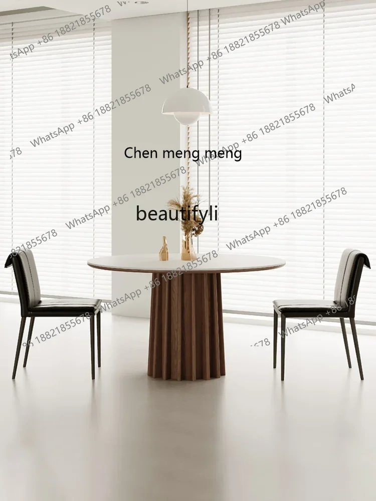 ss7304Solid Wood Stone Plate Round Table Home Modern Simple Small Apartment round Stone Plate Dining Table