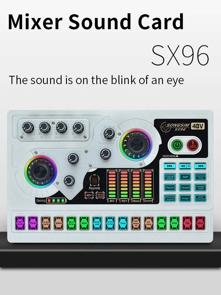 XLR Microphone Podcast Studio Professional 48V Live Sound Card Audio Interface Equipment Mic Recording OTG Audio Sound Card