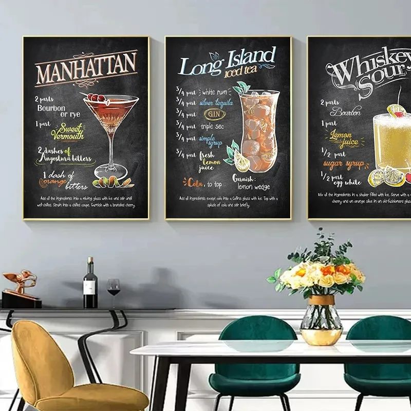 Vintage Bloody Mary Drinks And Cocktails Recipe Menu Poster Canvas Painting Wall Picture For Club Party Kitchen Room Decoration
