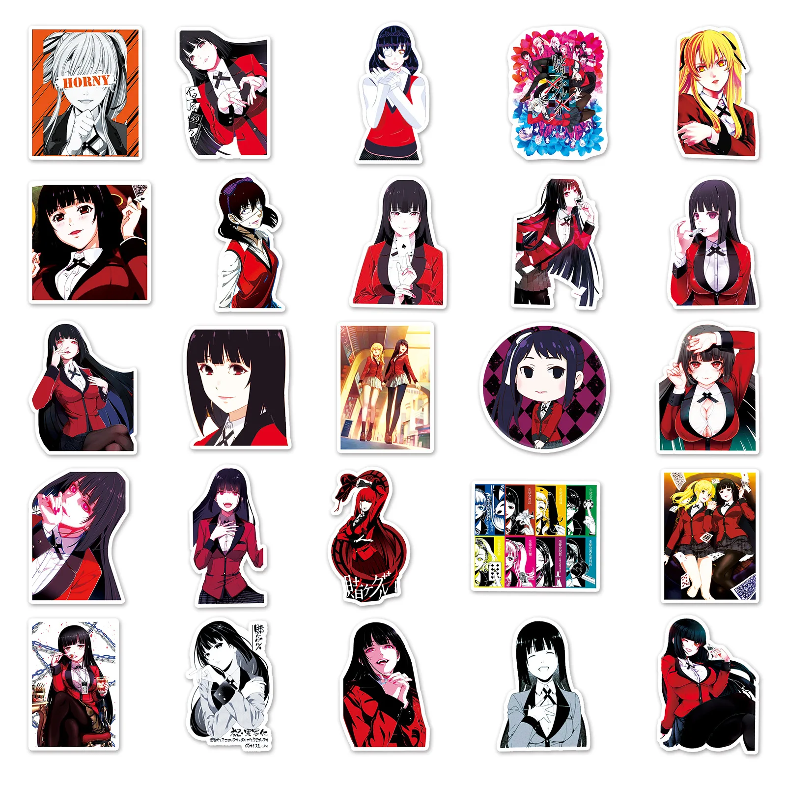 50pcs Japanese Anime Kakegurui Jabami Yumeko Series Graffiti Stickers Suitable for Wall Room Decoration DIY Sticker Pack