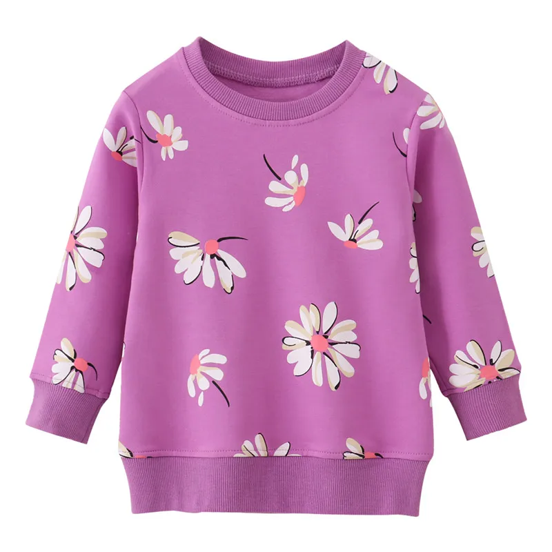 

Jumping Meters Girls Sweatshirts Autumn Spring Children's Clothing Floral Print Long Sleeve Baby Clothing Sweatshirts Toddler