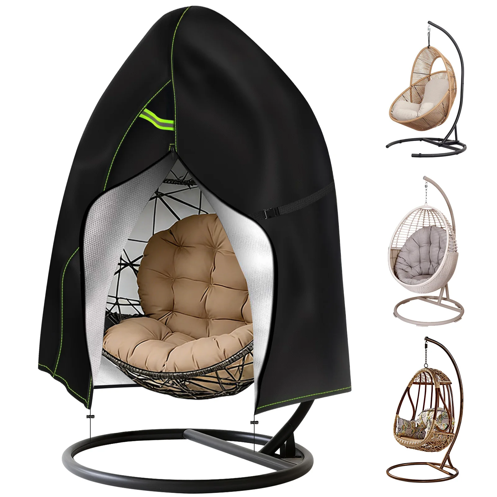 Patio Egg Chair Cover with Zipper,Outdoor Hanging Egg Chair Covers.,UV Resistant,Windproof Heavy Duty,Wicker Egg Basket Cover