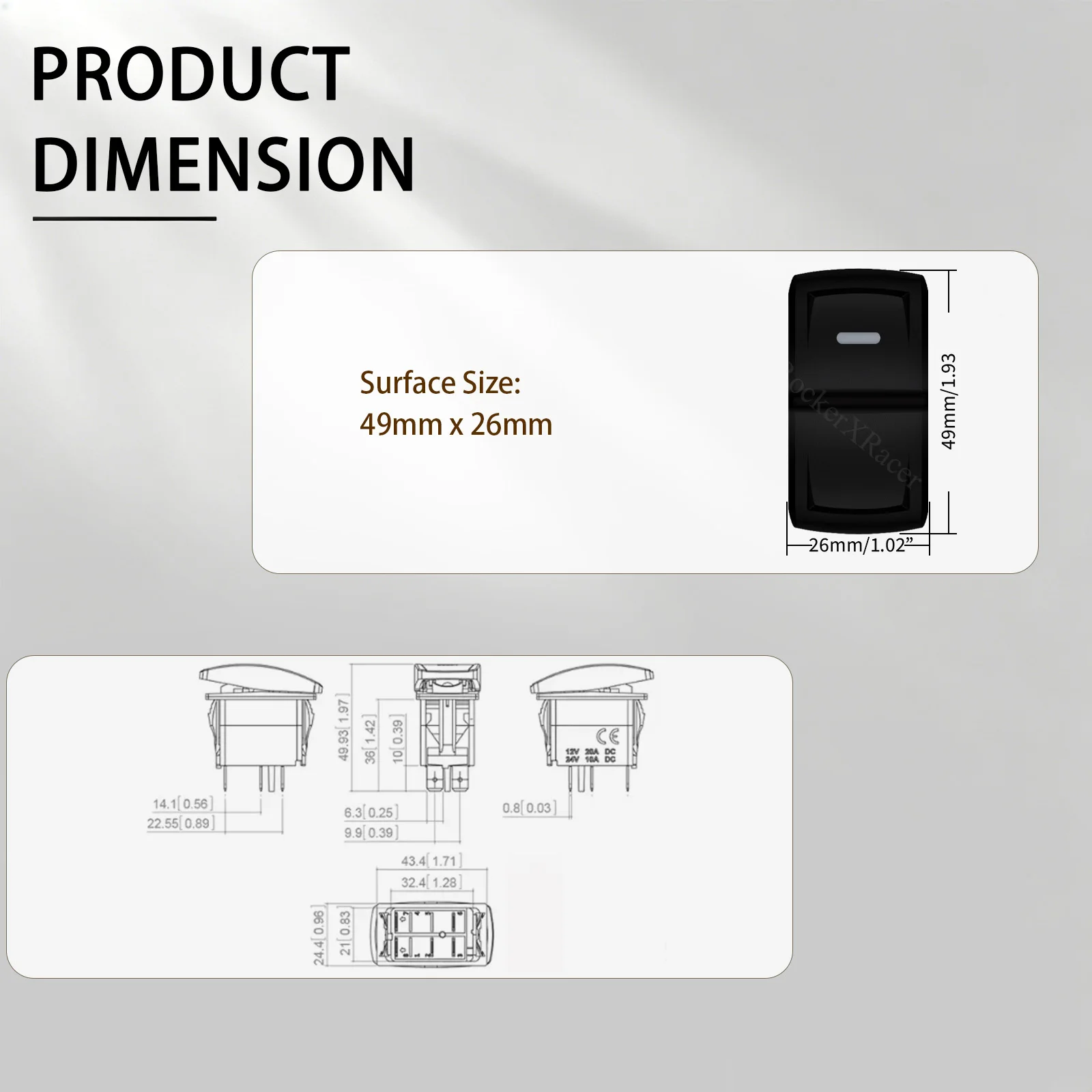 Waterproof Rocker Switch 12V 24V Amber Backlit ON-OFF / Momentary Toggle Button For ARB Carling Style 4x4 Off Road RV ATV UTV view 2