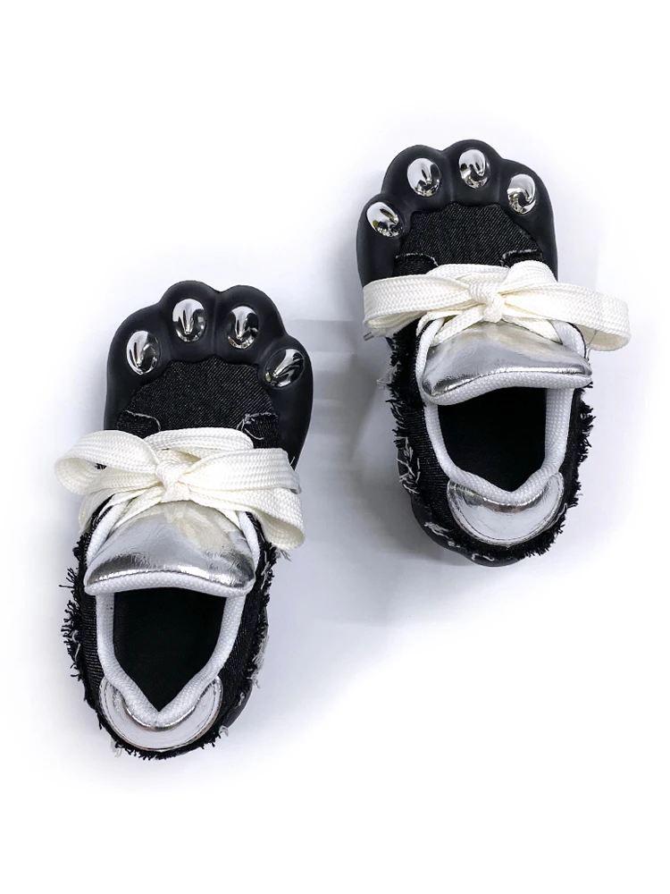 Unique  Claw Canvas Shoes Women's Trendy Cool Thick Bottom Big Head Heightening Shoes Casual Style Deep Mouth Single Shoes